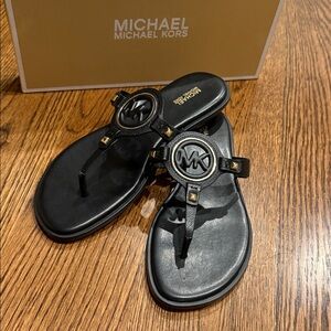 Michael Kors Black Thong Sandals